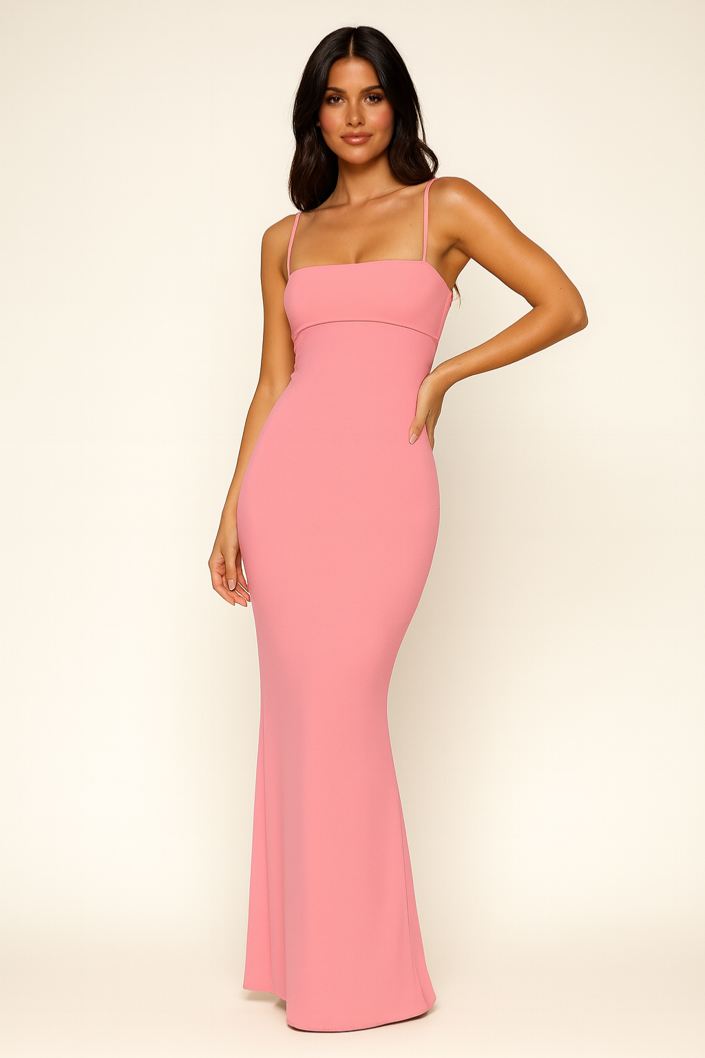 Backless Bodycon Maxi Evening Dress – Sleeveless Spaghetti Strap Gown