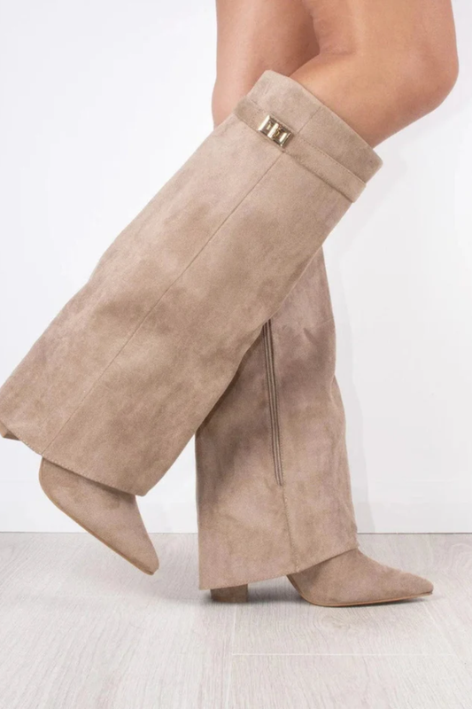 Classic Fold-Over Knee High Boots – Sophisticated Pointed-Toe Design