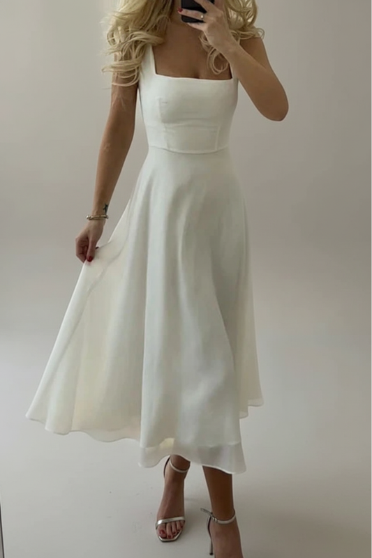 Sleeveless Midi Dress – Elegant Solid A-Line Evening Dress
