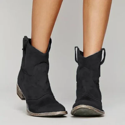 Vintage Cowboy Ankle Boots – Classic Western Style with Low Block Heel