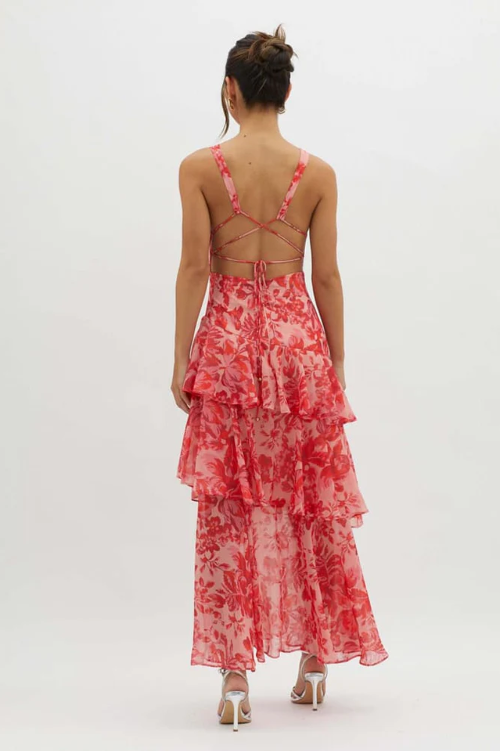 Floral Tiered Maxi Dress – Elegant Strappy Back Evening Dress