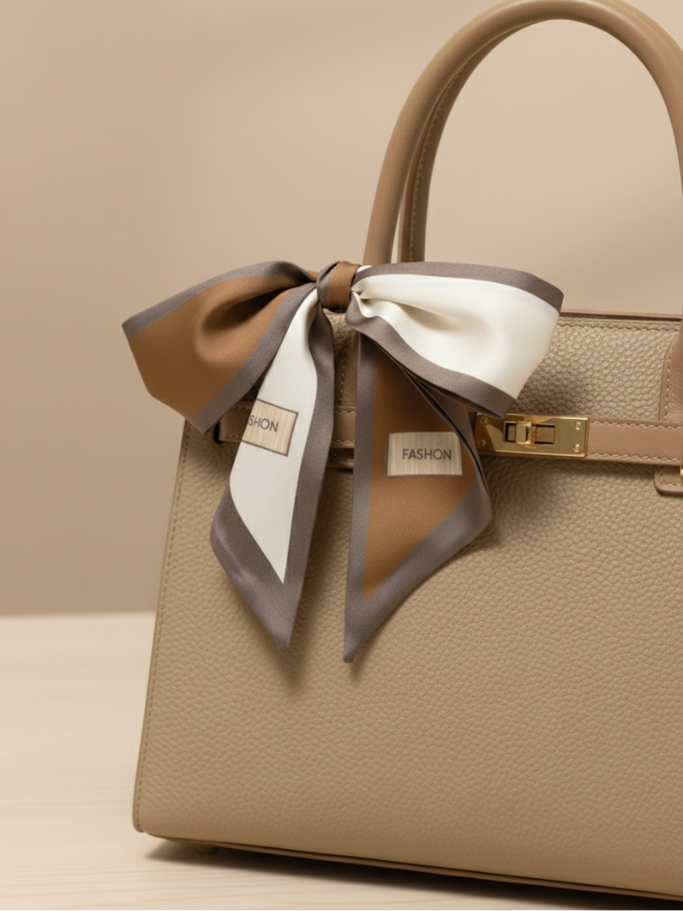Elegant Leather Handbag with Scarf – Effortless Sophistication