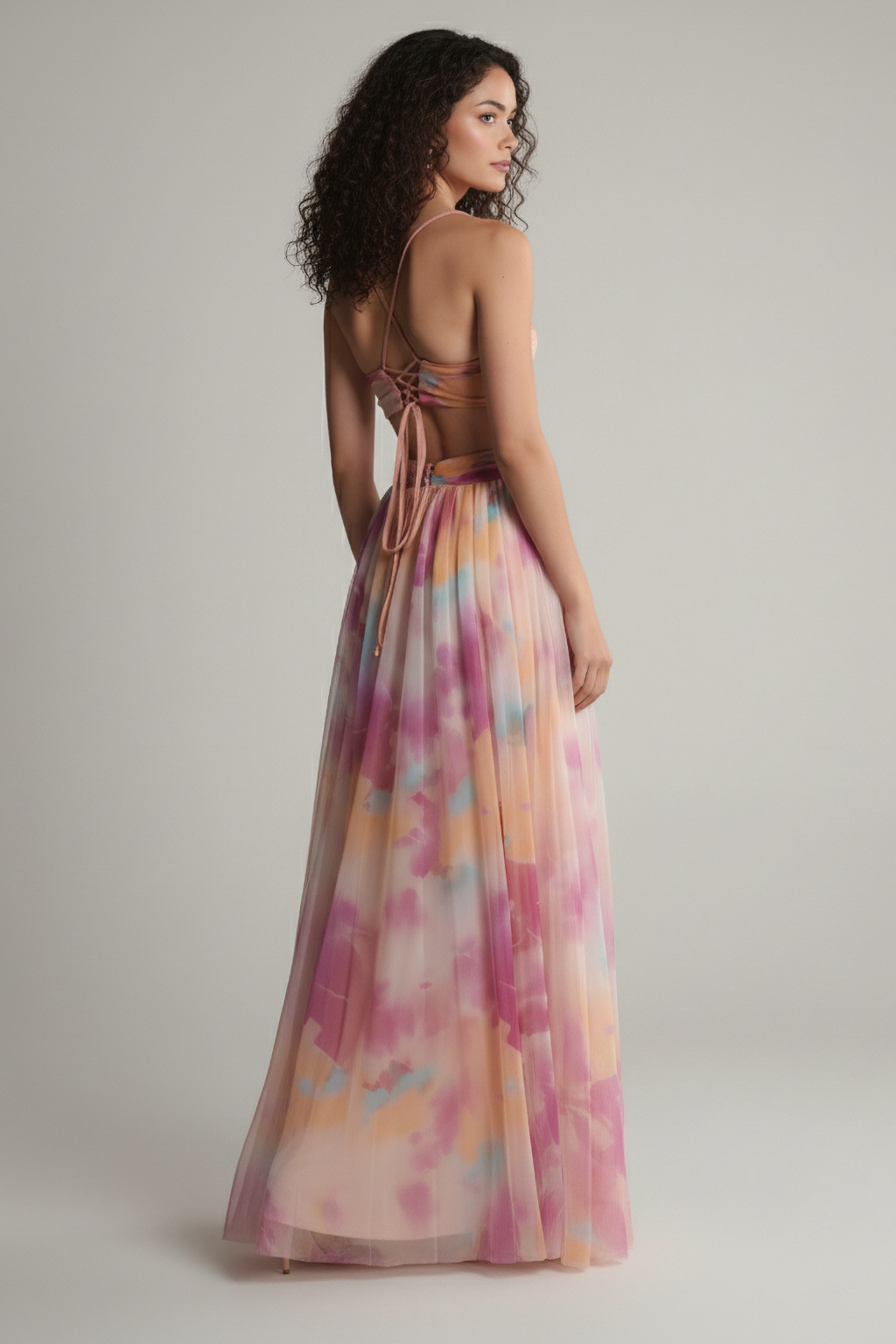 Elegant Chiffon Maxi Evening Dress – Sleeveless Spaghetti Strap Gown