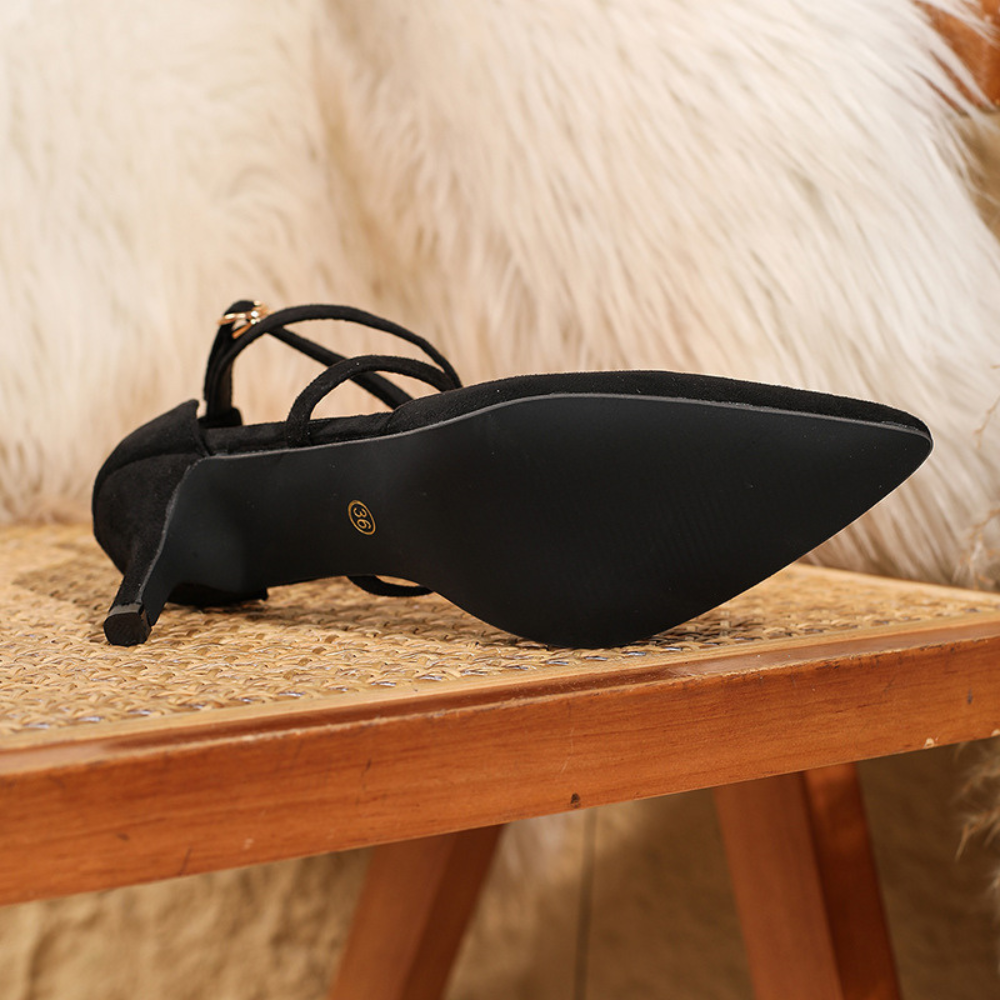 Pointed-Toe Stiletto Heels with Ankle Straps – Sophisticated Evening & Workwear Style