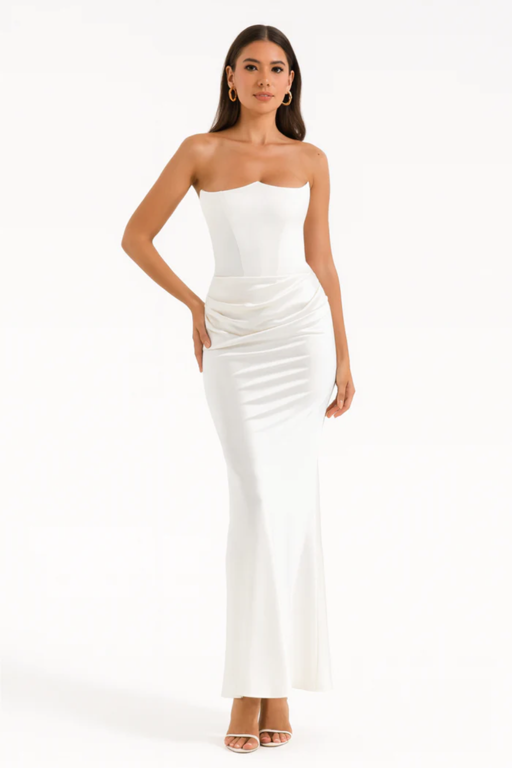 Strapless Corset Maxi Dress – Elegant Draped Evening Gown