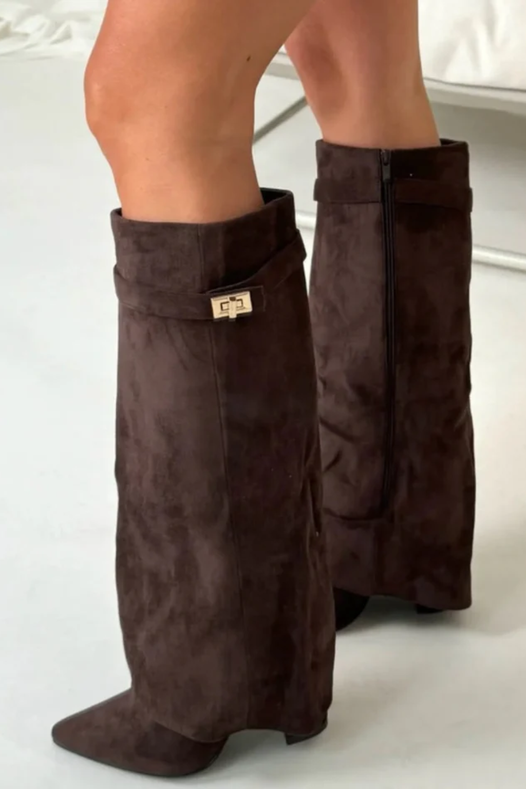 Classic Fold-Over Knee High Boots – Sophisticated Pointed-Toe Design