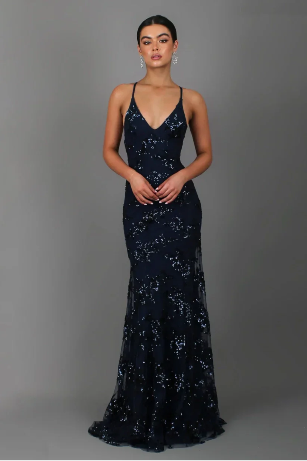 Elegant Maxi Dress – Fitted Spaghetti Strap Evening Gown