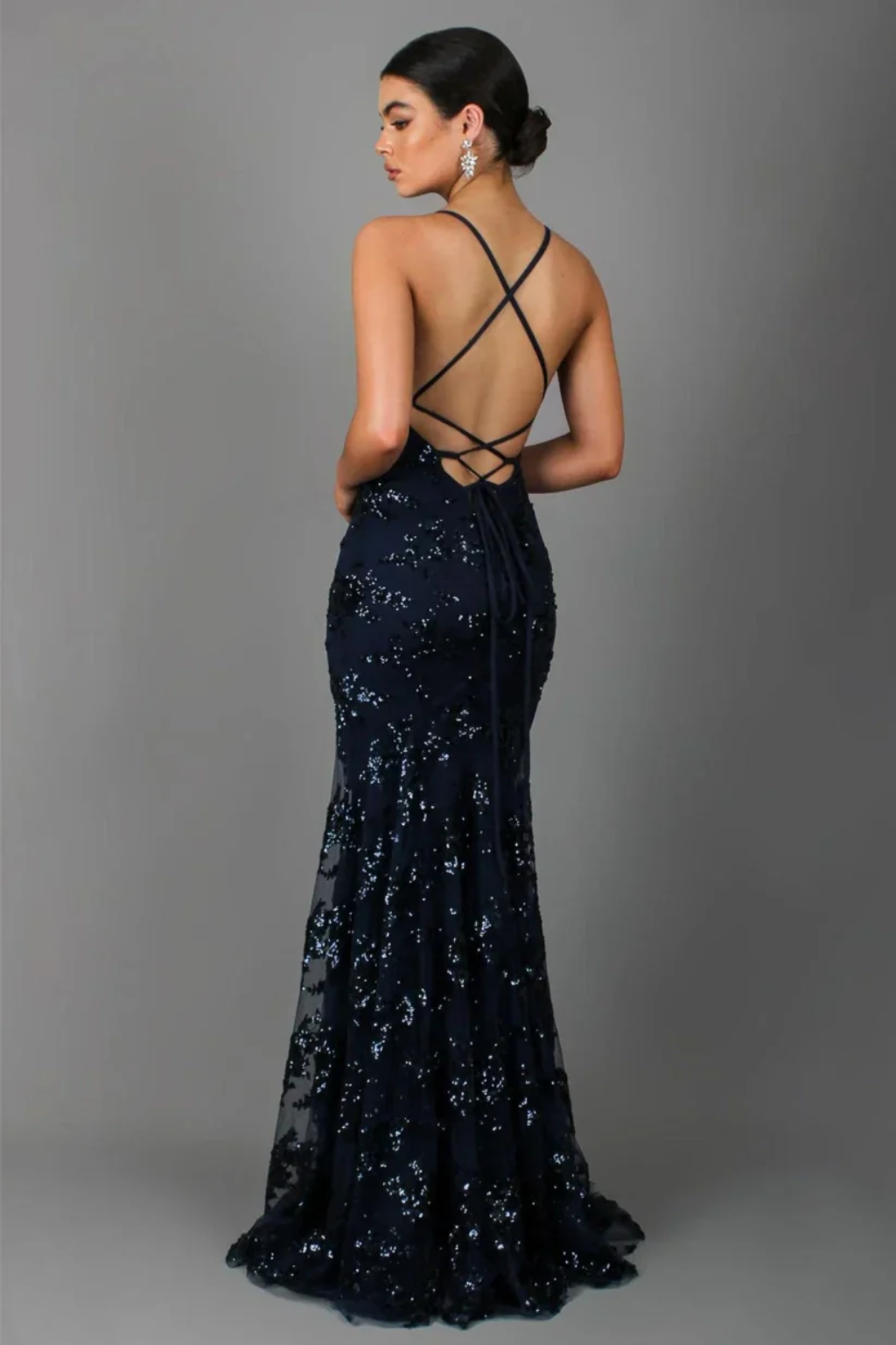 Elegant Maxi Dress – Fitted Spaghetti Strap Evening Gown