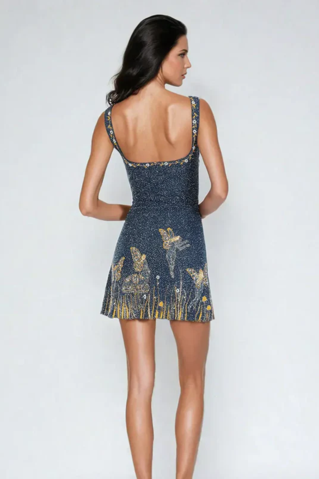 Shimmering Starry Mini Dress – Sleeveless Sparkle Detail