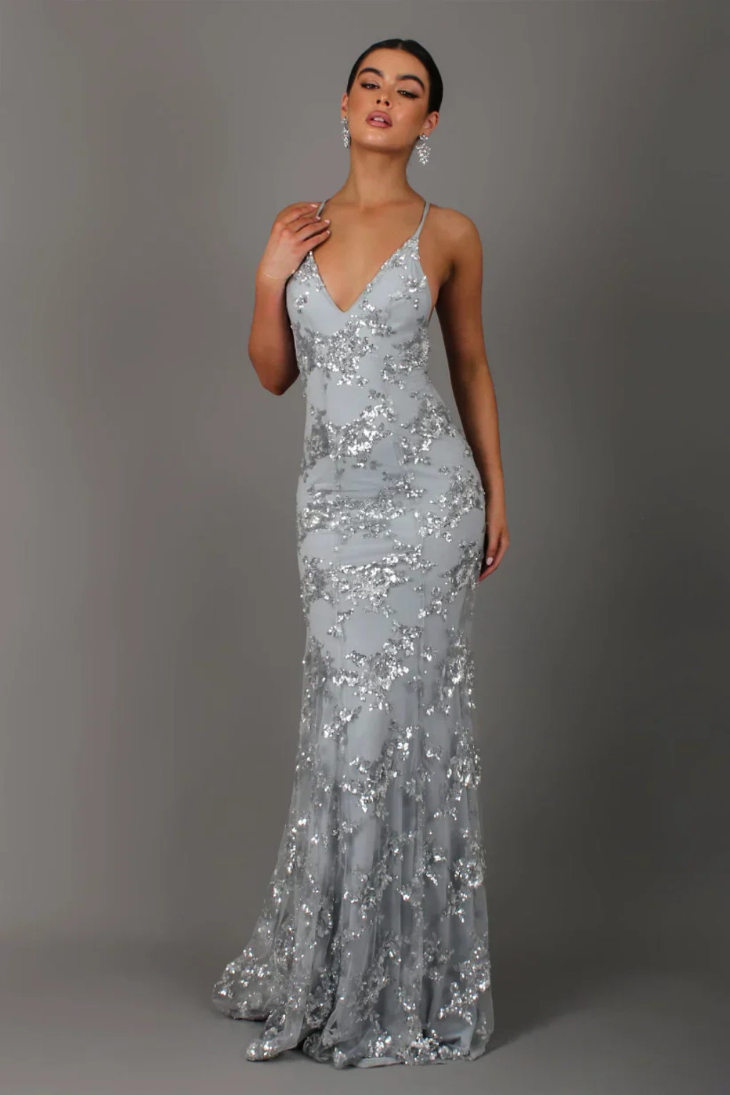 Elegant Maxi Dress – Fitted Spaghetti Strap Evening Gown